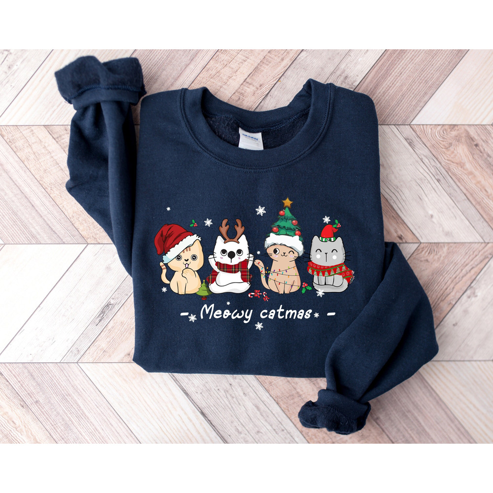 Meowy Christmas Sweatshirt, Happy Cat Year Shirt, Cats Sweatshirt, Cat Lover Christmas Shirt, Funny Christmas Cat Shirt, Cat Christmas.jpg