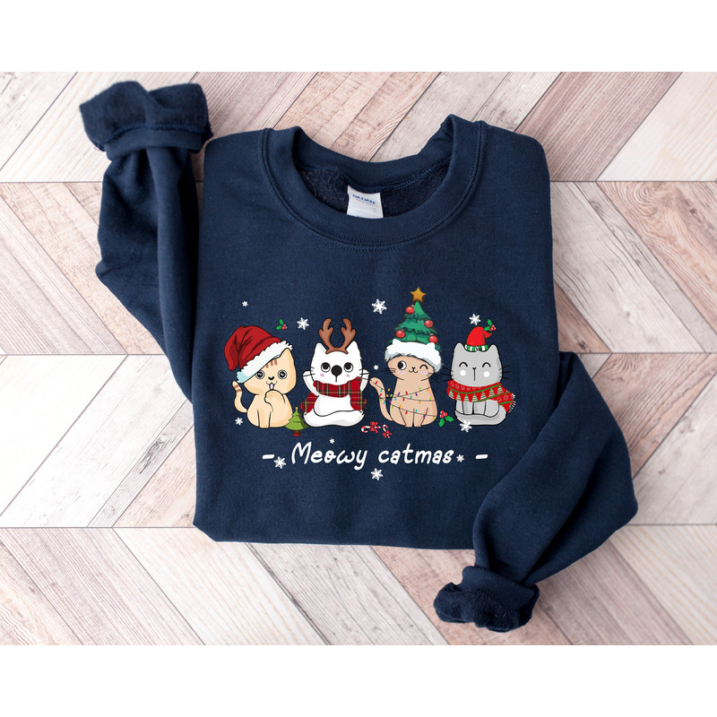 Meowy Christmas Sweatshirt, Happy Cat Year Shirt, Cats Sweatshirt, Cat Lover Christmas Shirt, Funny Christmas Cat Shirt, Cat Christmas.jpg