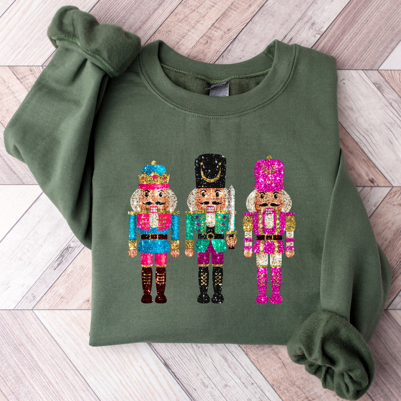Nutcracker Sweatshirt, Christmas Nutcracker Shirt, Christmas Gift, Faux Sequin Shirt, Womens Christmas, Christmas Crewneck, Holiday Sweaters.jpg