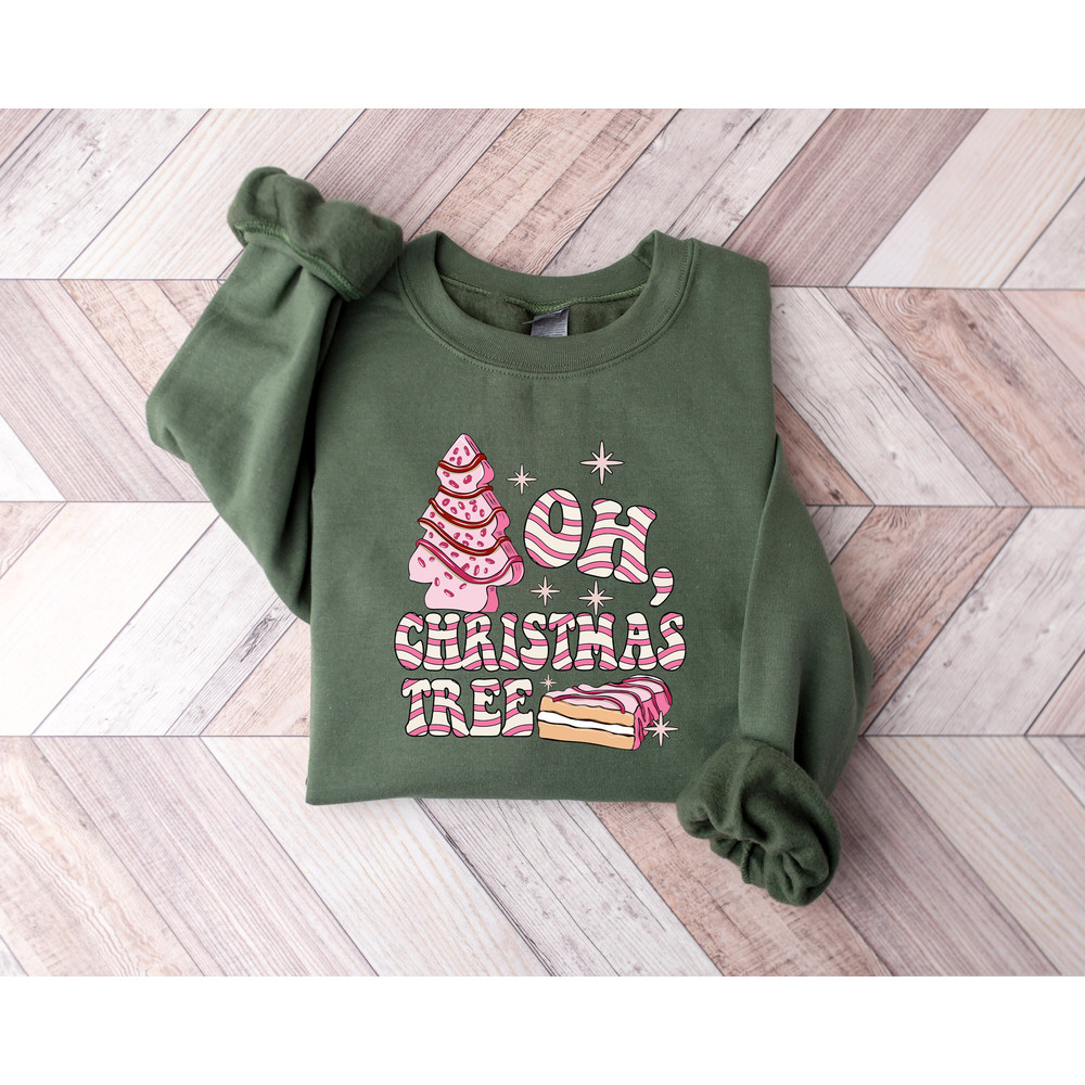 Oh Christmas Tree Sweatshirt, Christmas Cake Sweatshirt, Funny Christmas Shirt, Christmas Crewneck Sweater, Christmas Sweater Women.jpg