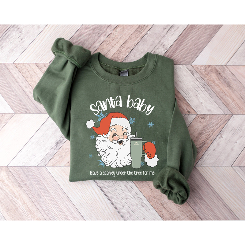 Santa Baby Sweatshirt, Christmas Santa Claus Sweatshirt, For Women Christmas Shirt, Xmas Gifts, Retro Santa Sweatshirt, Cute Santa Sweater.jpg