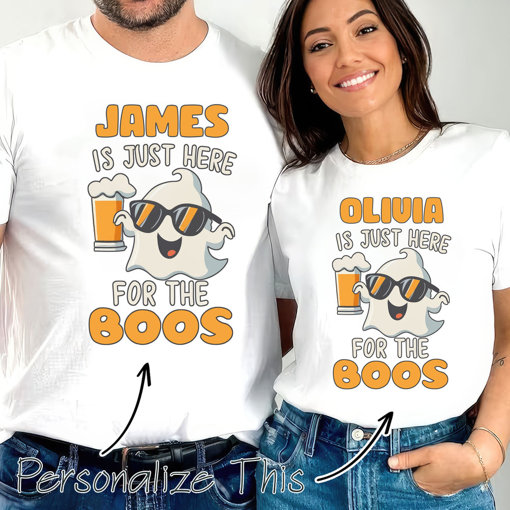 I'm Just Here For The Boos Custom Halloween Party Shirt, Couples Halloween Shirt, Personalized Halloween Tee, Halloween Party Outfit.jpg