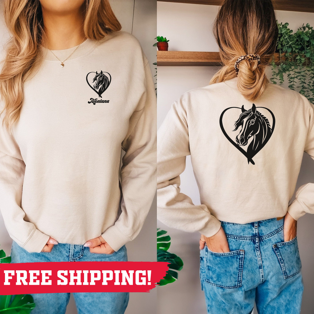 Personalized Horse Lover Sweatshirt, Cute Customized Horse Riding Crewneck, Custom Equestrian Owner Gift, Farm Girl Present, Horse Girl.jpg