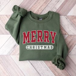 retro merry christmas holiday sweatshirt, womens christmas crewneck, holiday sweater, cute christmas sweatshirt, christm