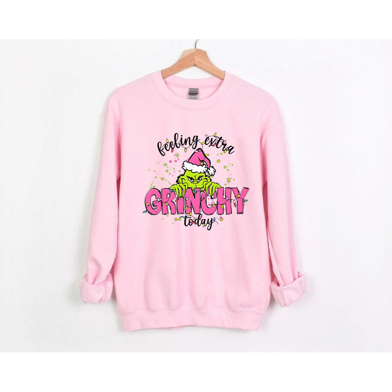 The Grinch Christmas Sweatshirt, Feeling Extra Grinchy Today, Grinchmas Sweatshirt, Pink Grinch Christmas Sweatshirt, Grinch Stole Christmas 1.jpg