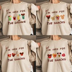 i'm here for the drinks shirt, disney mickey mouse tee, i'm here for the snacks, drinking party shirt, fun graphic tee