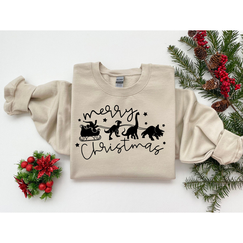 Christmas Dinosaur Sleigh Ride Sweatshirt, Santa's Dinosaur Sleigh Ride, Christmas Gifts for Kids, T-rex Shirt, Boys Christmas Gifts, Dino.jpg