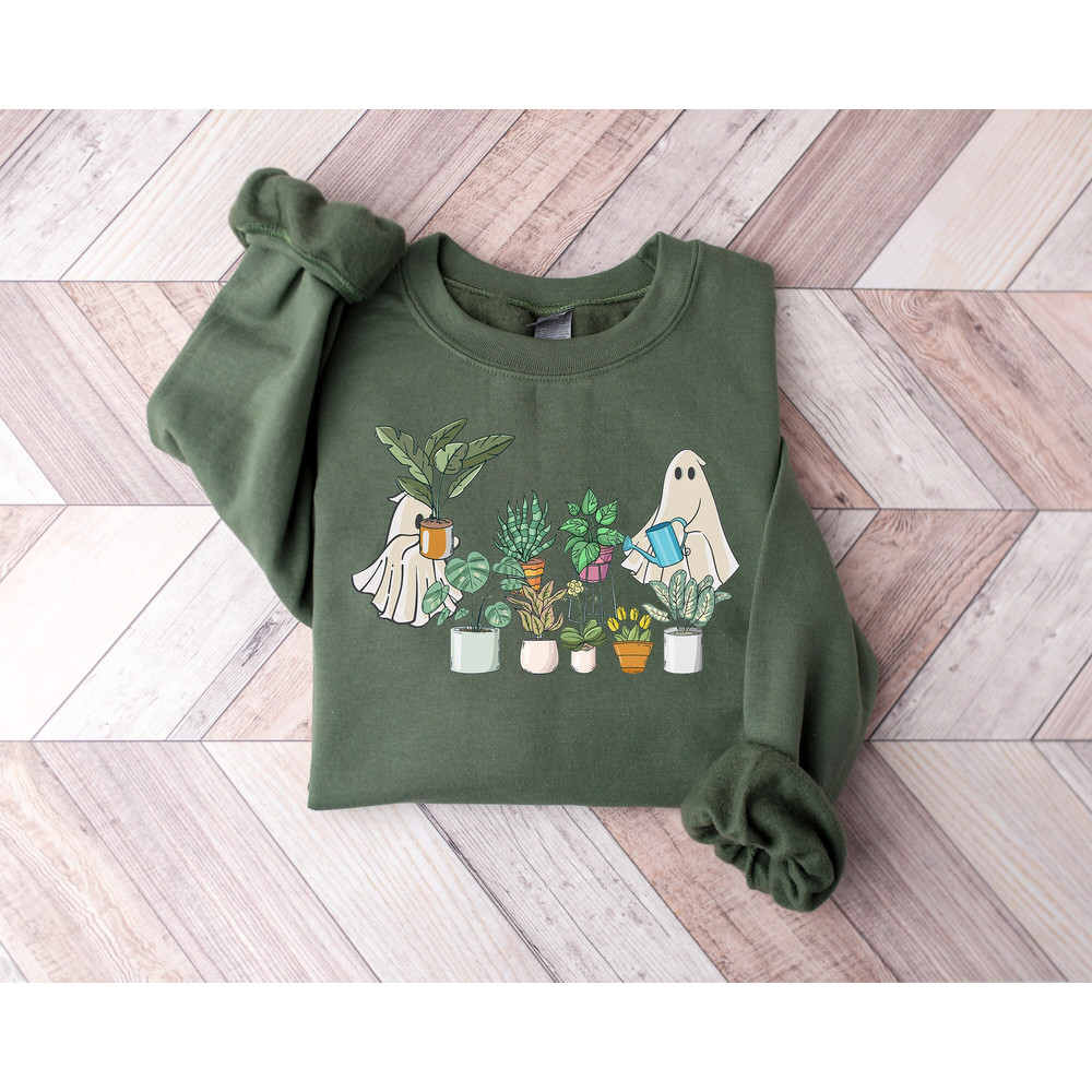 Ghost Plant Lady Sweatshirt, Ghost Plant Tshirt, Halloween Plants Shirt, Halloween Ghost Hoodie, Funny Gift for Plant Lover, Gardening Shirt.jpg