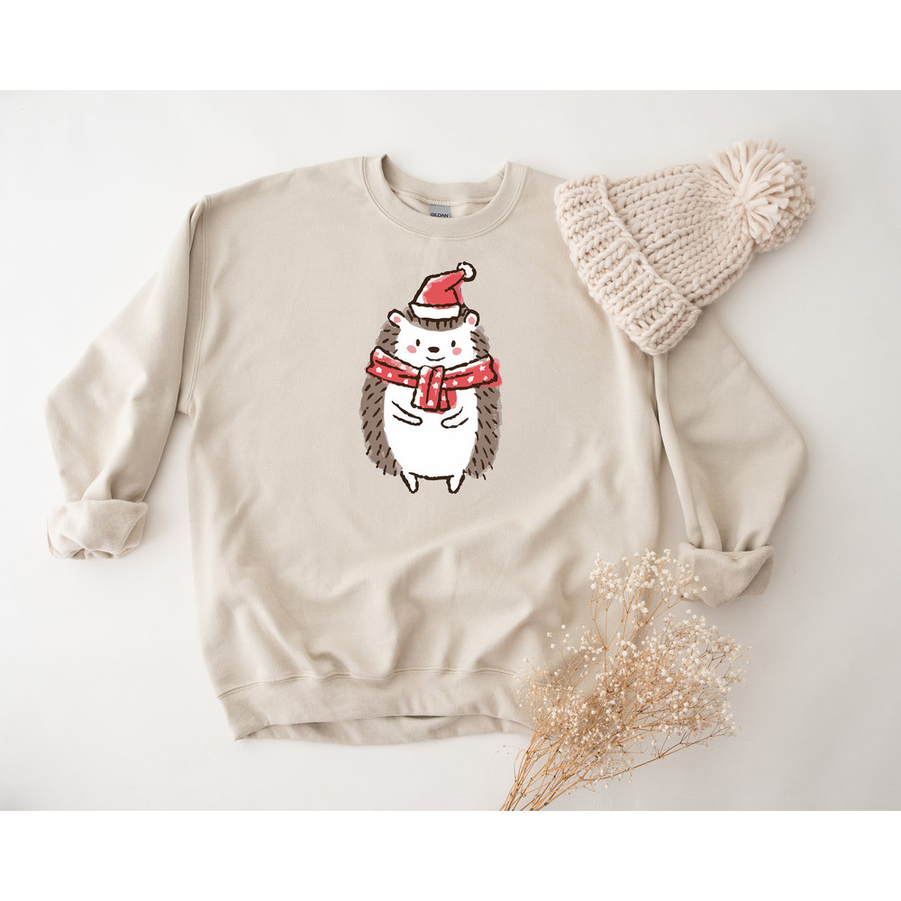 Hedgehog Santa Hat Cute Christmas Shirt, Noel Hat Christmas Party Clothing, Christmas Holiday Tee, Trendy Xmas Gift, Christmas Vibes Apparel.jpg