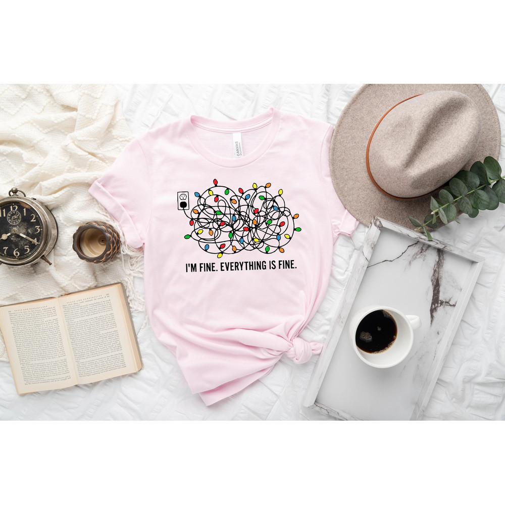 I'm Fine Everything Is Fine Shirt, Funny Christmas Lights Sweatshirt, Christmas Gift Shirt, Christmas Lights Tee, Funny Holiday Shirt, Gift.jpg