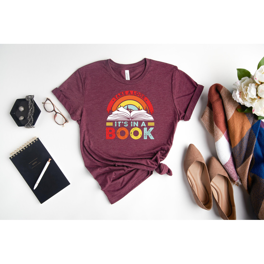 Take a Look it's in a Book Shirt, Retro Reading Shirt, Rainbow Books Sweatshirt, Gift for Book Lover, Reading, Teacher Shirt, Library Shirt.jpg