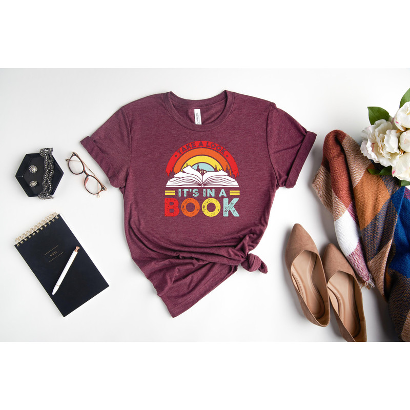 Take a Look it's in a Book Shirt, Retro Reading Shirt, Rainbow Books Sweatshirt, Gift for Book Lover, Reading, Teacher Shirt, Library Shirt.jpg