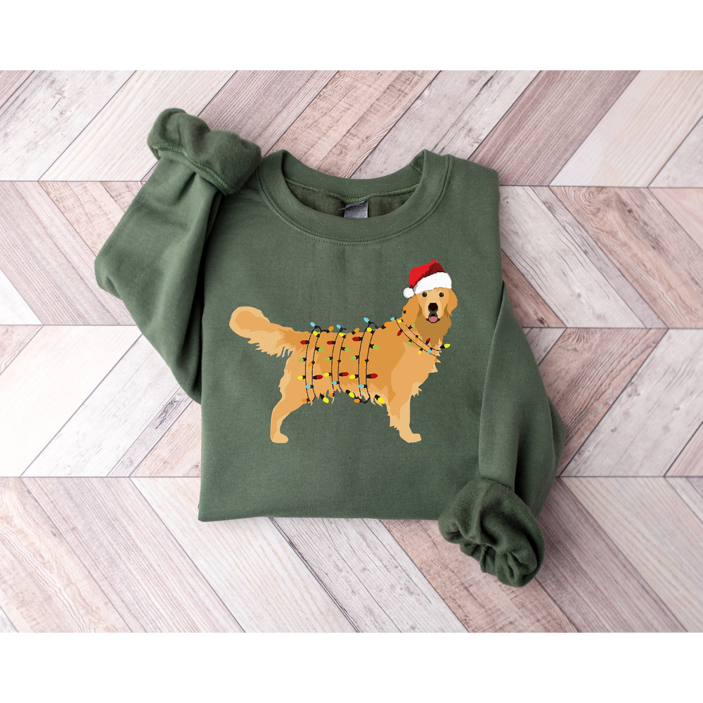 Christmas Golden Retriever Shirt, Happy New Year Dog Tshirt, Christmas Lights Tee, Christmas Dog Tee, Golden Mom Tshirt, Gift for Dog Lover.jpg