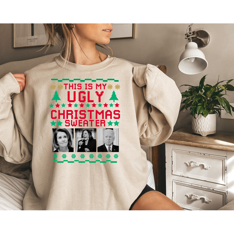Santa Joe Biden This Is My Ugly Christmas Sweater Sweatshirt, Political Santa Tees, Donal Trump Fan Shirt, Funny Biden Shirt, Anti Biden Tee.jpg