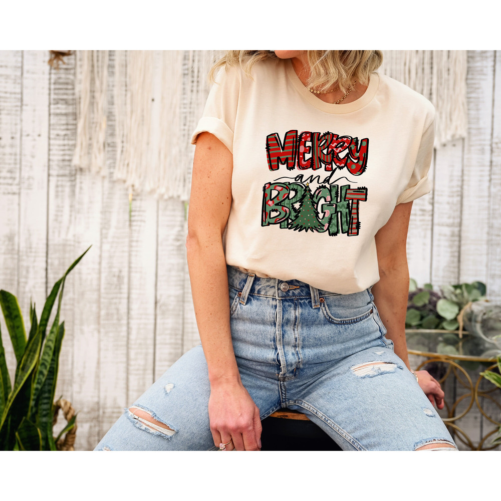 Merry and Bright Christmas Shirt, Christmas Lights Tshirt, Christmas Tree T-Shirt, Christmas Shirt, Merry Christmas Shirt, Christmas Gifts.jpg