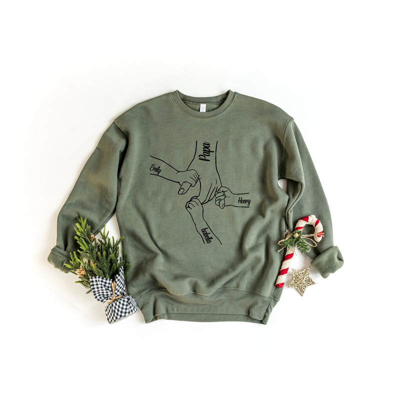 Personalized Papa T Shirt, Custom Grandpa Tshirt Kids Grab Papa Hands Sweatshirt, Custom Kid names Birthday Gift for Grandpa Papa Father Pop.jpg