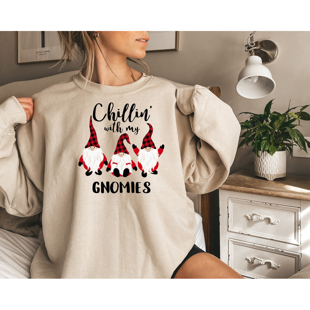 Christmas Gnomies Shirt, Chillin With My Gnomies Shirt, Funny Christmas Shirt, Matching Family Shirt, Christmas Party Shirt, Xmas Gift tee.jpg