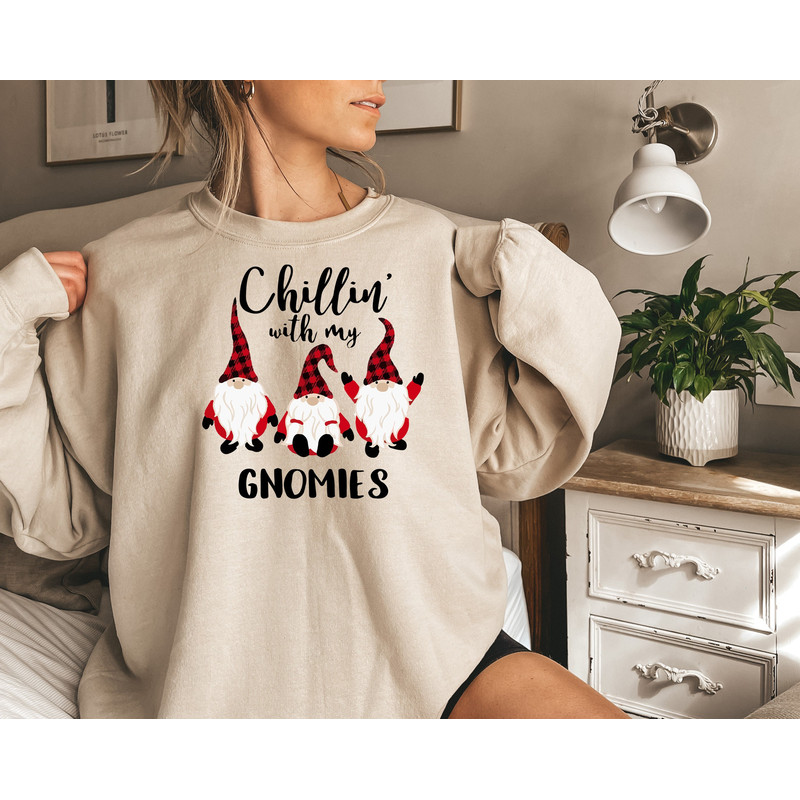 Christmas Gnomies Shirt, Chillin With My Gnomies Shirt, Funny Christmas Shirt, Matching Family Shirt, Christmas Party Shirt, Xmas Gift tee.jpg