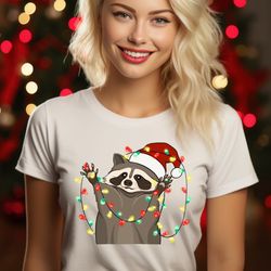 christmas raccoon tee, raccoon lover tee, raccoon shirt, kids animal shirt, christmas shirt , merry christmas tee