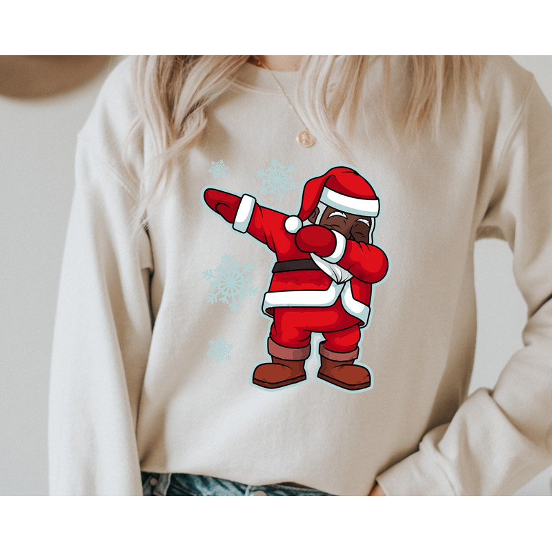 Dabbing Black Santa Claus Sweatshirt, Afro American Sweatshirt, Hip Hop Rap Music Sweatshirt, Dab Dance Sweatshirt, Black Santa Hoodie.jpg