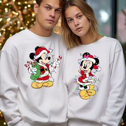 disney couples mickey and minnie mouse christmas lights sweatshirt, mickey's very merry xmas party sweatshirt, disneylan