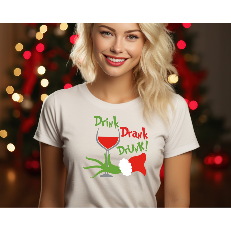 Drink Drank Drunk Christmas Shirt, Funny Christmas Sweater, Xmas Group Crewneck, Winter Season Shirt, New Year Party Shirt.jpg