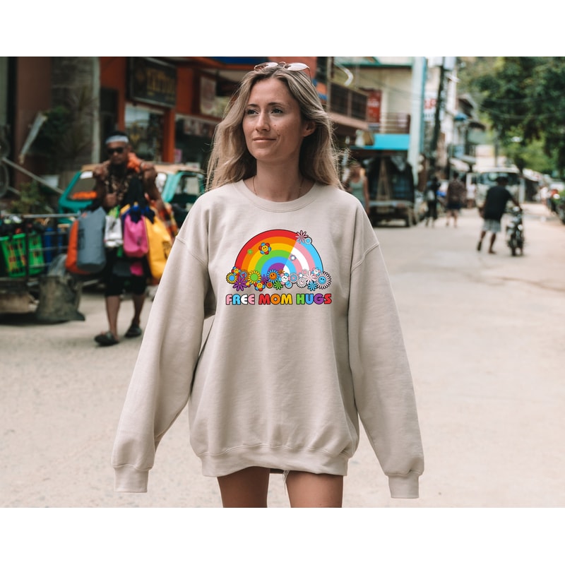 Free Mom Hugs Sweatshirt, Proud Mom Apparel, LGBTQ Support Hoodie, Love Wins Clothing, Proud Mom Hoodie, Free Hugs LGBT Sweatshirt.jpg