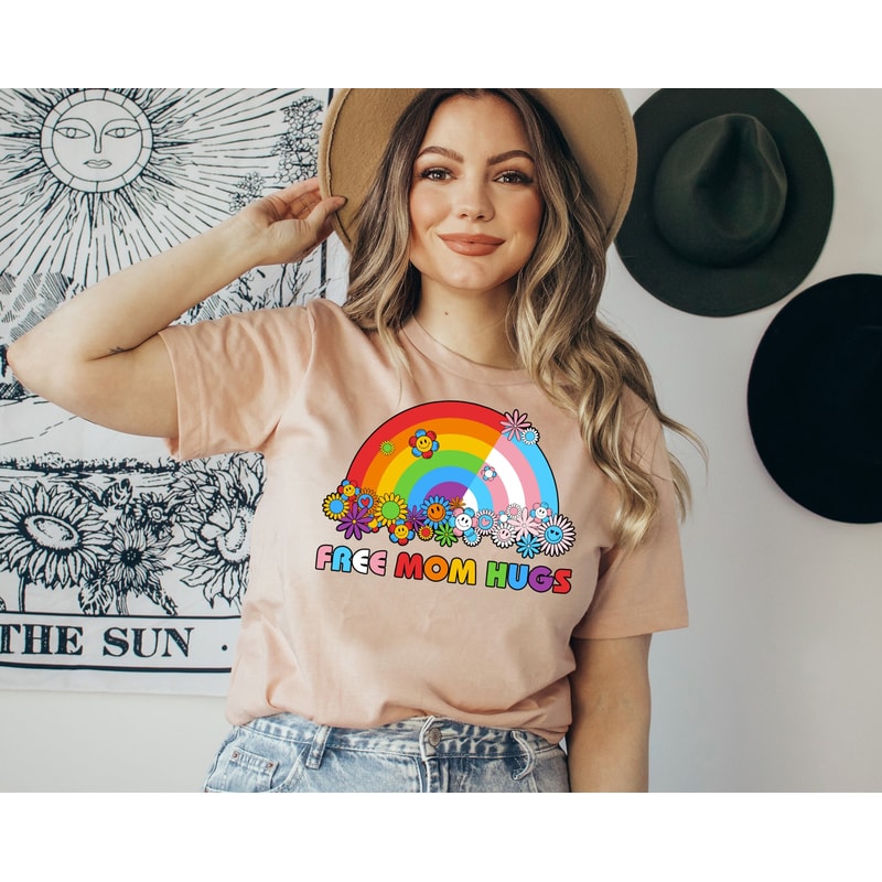 Free Mom Hugs T-Shirt, Proud Mom Apparel, LGBTQ Support Shirt, Love Wins Clothing, Proud Mom Tee, Free Hugs LGBT Shirt.jpg