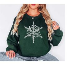 snowflake sweatshirt, holiday sweater, christmas crewneck, cozy christmas shirt, women holiday shirts, snow sweatshirt,