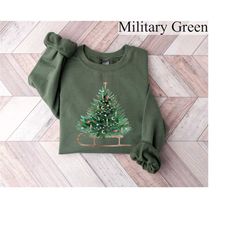 christmas tree sweatshirt, retro christmas shirt, womens christmas sweater, christmas gift, holiday sweaters, winter swe