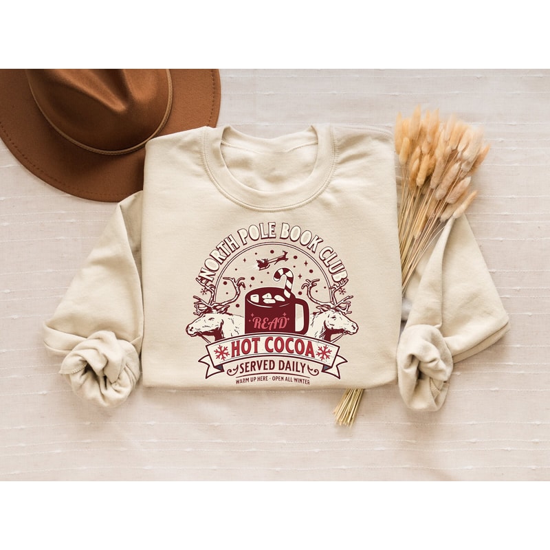 North Pole Book Club Sweatshirt, Christmas Book Club Sweatshirt, Bookish Christmas Sweater, Book Lover Gift, North Pole Christmas Sweater.jpg