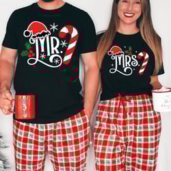 mr and mrs couple christmas shirts gift for christmas couples, couple matching christmas shirt, santa hat t-shirt, candy