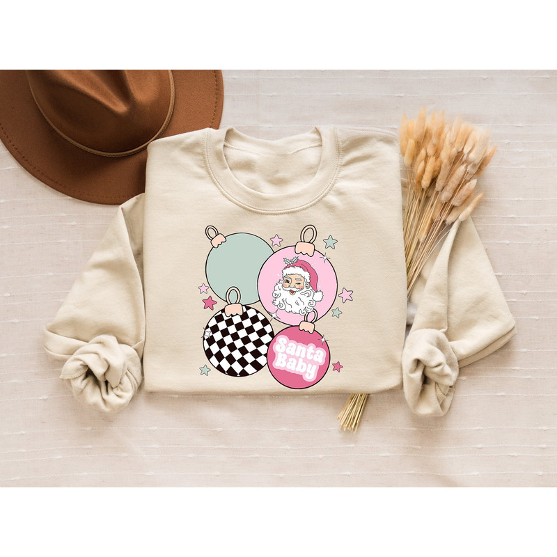 Santa Baby Sweatshirt, Retro Santa Claus Shirt, Christmas Party T-Shirt, Vintage Santa Shirt, Winter Holiday Sweater, Kids Christmas Gift.jpg