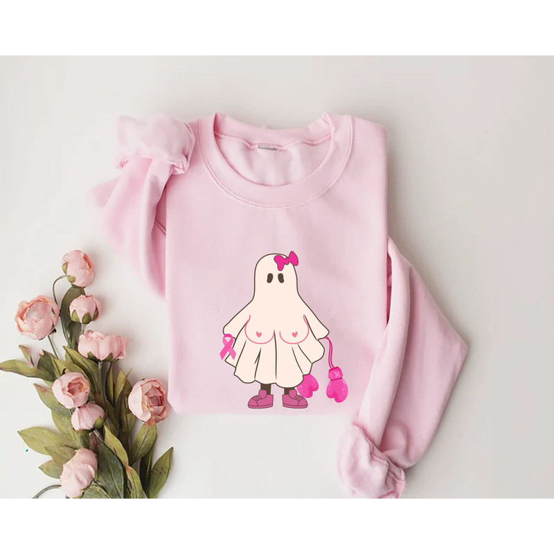 Breast Cancer Funny Ghost Shirt, Halloween Gift, Funny Cancer Shirt, Breast Cancer Halloween Shirt, Cancer Warrior Tee, Breast Cancer Gifts.jpg