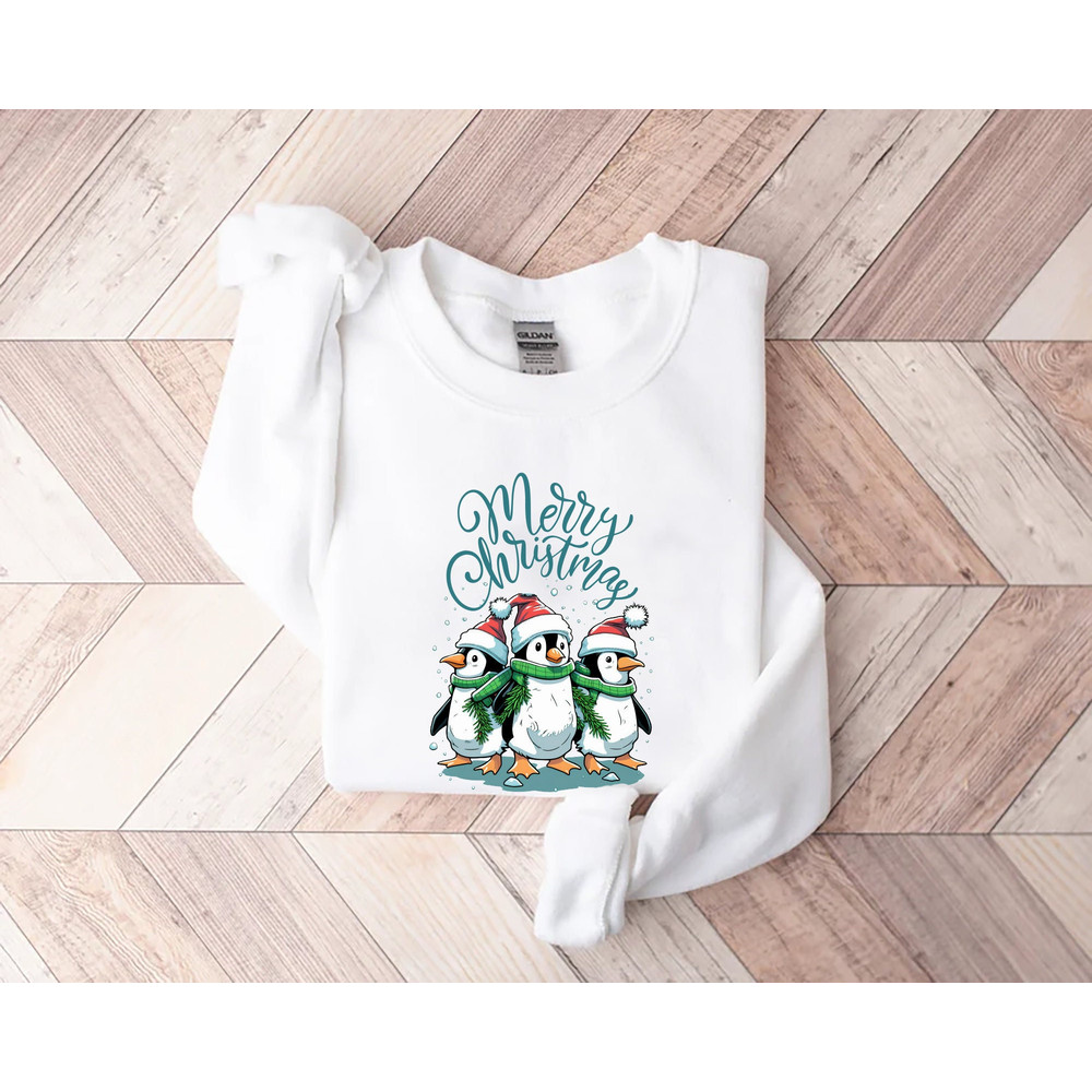 Christmas Penguin Shirt, Penguin In Santa Hat, Christmas Shirts For Family, Matching, Christmas Family Matching Shirt.jpg