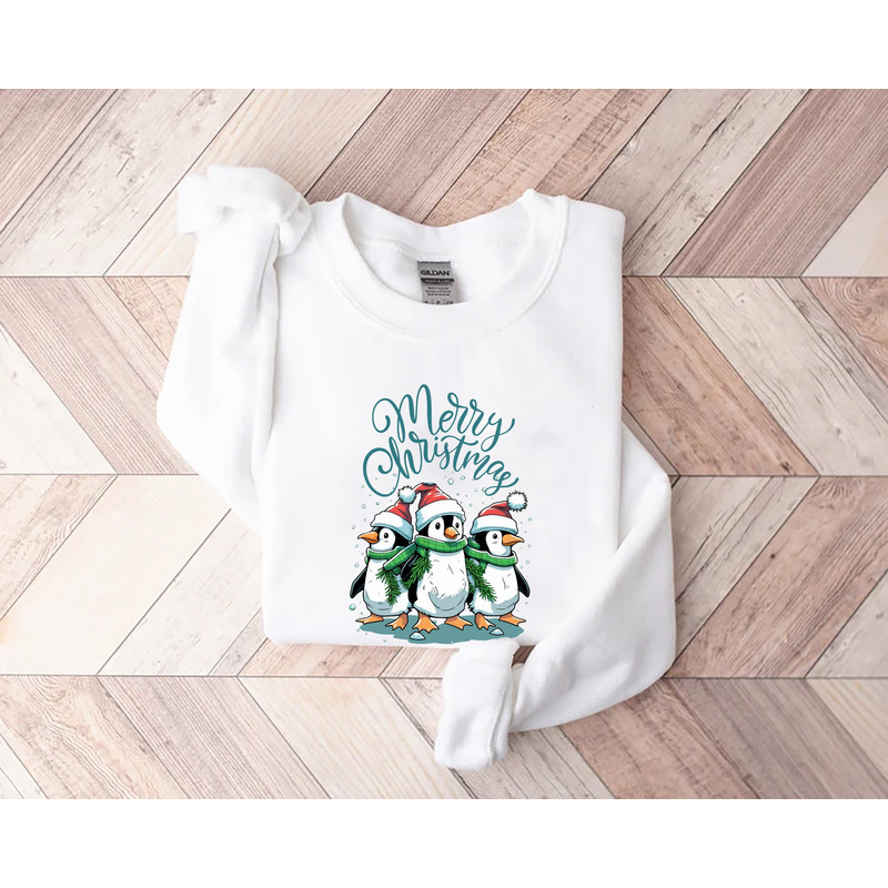 Christmas Penguin Shirt, Penguin In Santa Hat, Christmas Shirts For Family, Matching, Christmas Family Matching Shirt.jpg