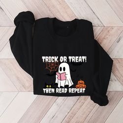 halloween trick or treat shirt, halloween trick-or-treat, halloween read shirt, funny halloween shirt, teacher halloween