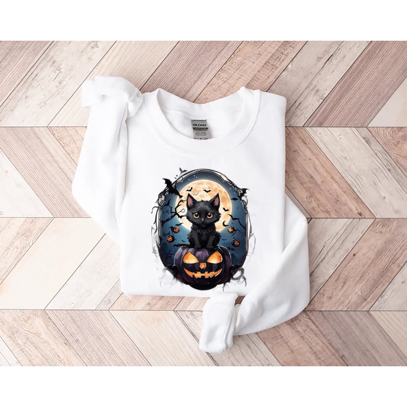 Retro Halloween Shirt, Halloween Shirt, Halloween Party Shirt, Retro Shirt, Shirt For Women, cat lover shirt, halloween cat, jack'o lantern.jpg