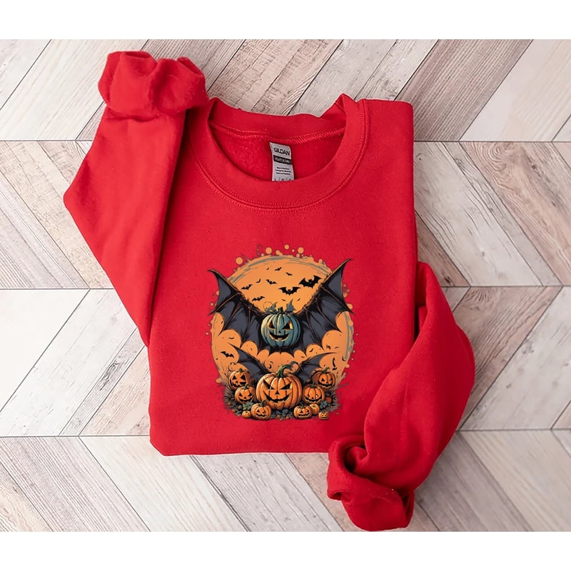 Retro Halloween Shirt, Halloween Unisex Shirt, Halloween Party Shirt, Retro Shirt, Shirt For Men, shirt for Women, Spooky pumpkin bat shirt.jpg