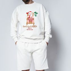 santa in florida shirt, christmas tee, merry christmas florida hoodie, florida christmas santa hat, fl santa design on p