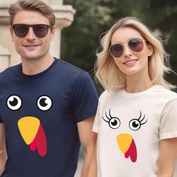 thanksgiving couple shirt, funny turkey face shirt, cute thanksgiving shirt, custom couple shirt, fall family matching s