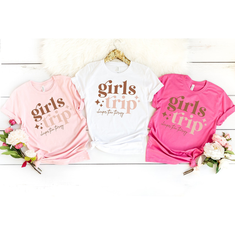 Girls Trip Shirts, Cheaper Than Therapy, Girls Vacation Shirt, Matching Trip Shirt, Besties Sweatshirt, Girls Weekend Trip, Vacay Mode Shirt.jpg