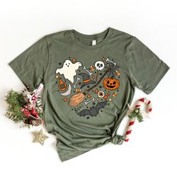 halloween doodles hearth shirt, gift for halloween, cute halloween sweatshirt, pumpkin shirt, witch shirt, halloween the