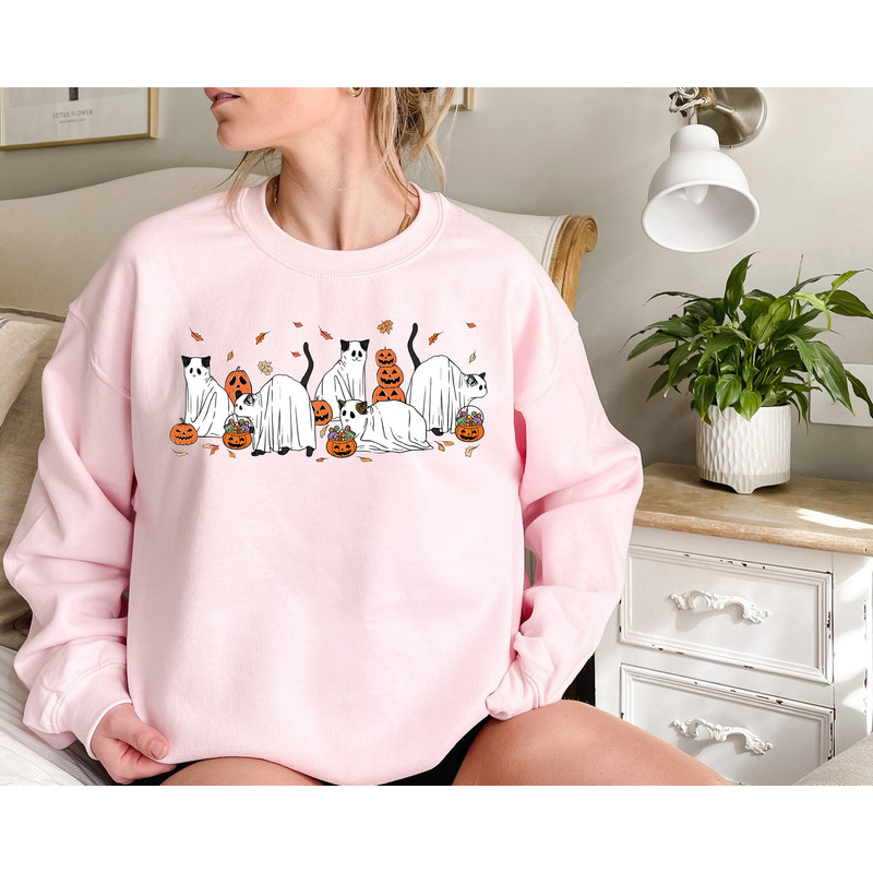 Halloween Ghost Cat Sweatshirt, Cat Halloween Tshirt, Cute Cats Halloween, Ghost Black Cat Shirt, Spooky Season Hoodie Toddler Halloween Tee.jpg