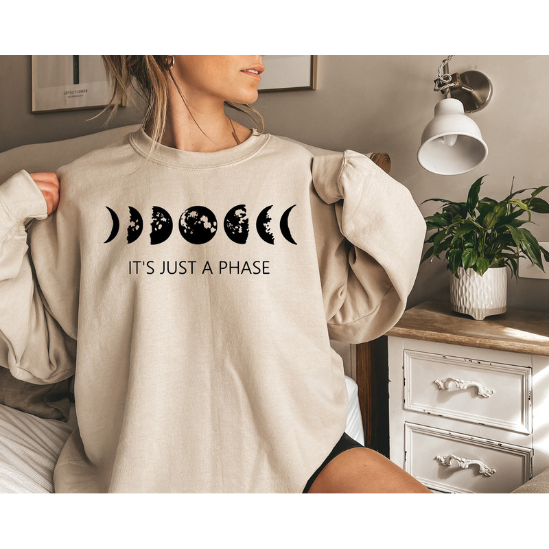 It's Just A Phase Moon Shirt, Moon Phase Sweatshirt, Graphic Moon Shirt, Astrology Shirt, astronomy Shirt, Novelty Shirt, Moon Hoodie gift.jpg