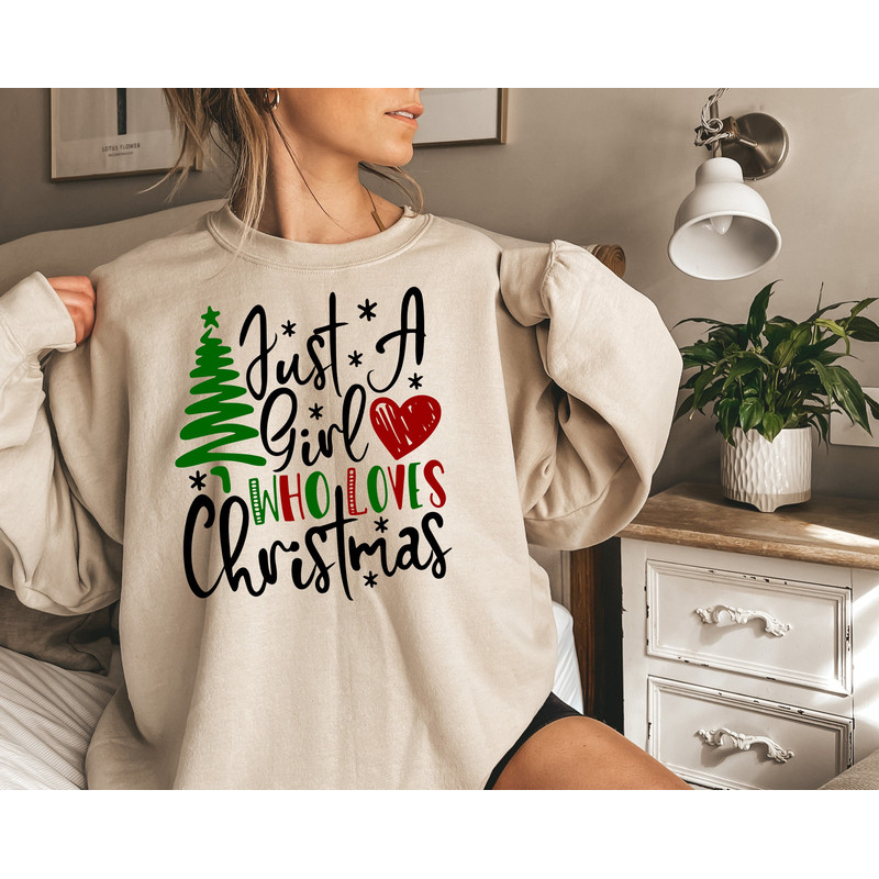 Just a Girl Who Loves Christmas Shirt, Christmas Tee, Woman Field Trip Shirts for Woman, Christmas Gift for Her, Ladies Merry Christmas Tee.jpg
