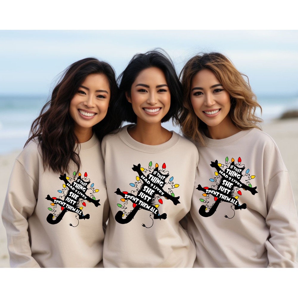 Griswold Cat Wrapped in Christmas Lights, Christmas Sweatshirt, Funny Christmas Vacation Sweatshirt, Holiday Sweatshirt, Christmas Cat.jpg