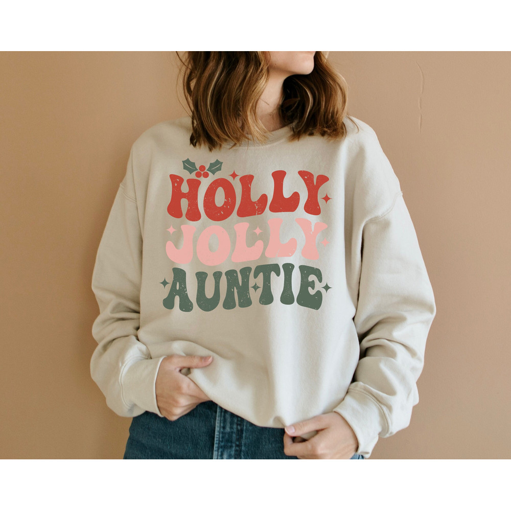 Holly Jolly Auntie Sweatshirt ,Groovy Retro Christmas Sweatshirt, Aunt Gift, Vintage Sweatshirt, Gift for Christmas.jpg