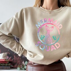 mermaid squad sweatshirt, mermaid theme birthday hoodie, mermaid shirt, matching birthday shirts, birthday party shirts,