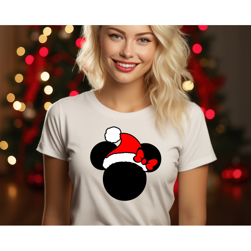 Mickey Santa Hat Shirt, Disney Christmas Trip Tee, Minnie Santa Hat Top, Disney Christmas Gift Idea, Mickey Santa Hat Holiday Top.jpg